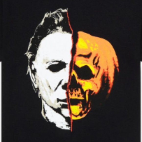 ❤️‍🔥 2 For $30 ❤️‍🔥 UNISEX S - Halloween II - Michael Myers Pumpkin Split Tee - Picture 1 of 4